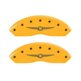 MGP 4 Caliper Covers Engraved Front & Rear Style 1/Chrysler Wing Yellow finish black ch