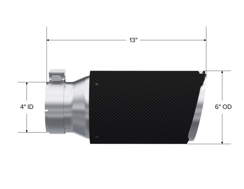 MBRP Universal Carbon Fiber Tip 6in OD/4in Inlet/7.7in L - Angle Cut Tip