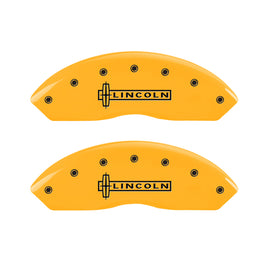 MGP 4 Caliper Covers Engraved Front Lincoln Engraved Rear MKZ Yellow finish black ch