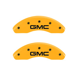 MGP 4 Caliper Covers Engraved Front & Rear GMC Yellow finish black ch