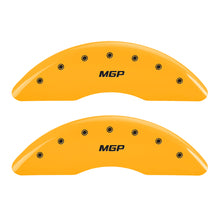 Load image into Gallery viewer, MGP 4 Caliper Covers Engraved Front &amp; Rear MGP Yellow Finish Black Char 2010 Hyundai Genesis