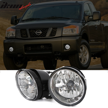 Load image into Gallery viewer, 2004-2014 Nissan Titan OE Clear Chrome Fog Lights Lamps ABS Housing
