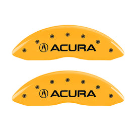 MGP 4 Caliper Covers Engraved Front & Rear Acura Yellow finish black ch