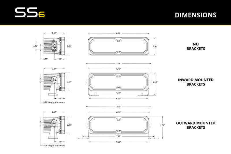 Diode Dynamics SS6 Sport White Spot Standard ABL (single) 6000K