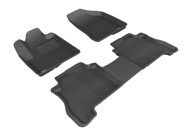 3D MAXpider 2007-2009 Hyundai Santa Fe Kagu 1st & 2nd Row Floormats - Black