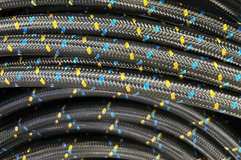 GReddy AN08 Reusable Hose Nylon Braided, Black/Gold/Bl;ue