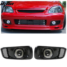 Load image into Gallery viewer, 1999-2000Â Honda Civic White LED Halo DRL Projector Fog Lights Lamps