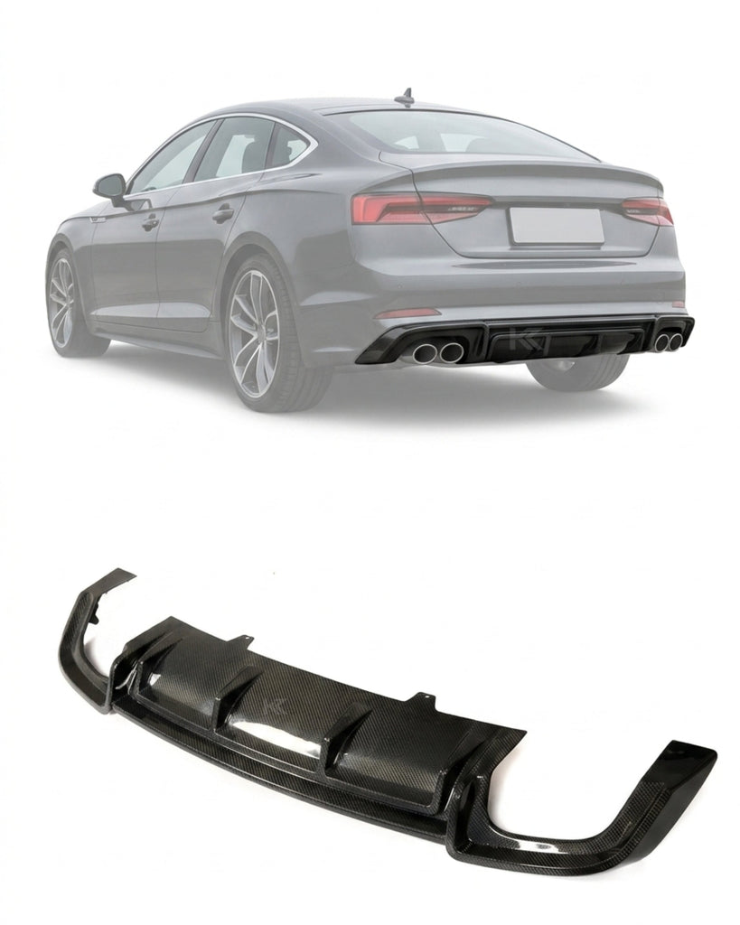 2017–2019 Audi A5 S-Line / S5 B9 Coupe & Sportback S5 Style Rear Bumper Diffuser – Carbon Fiber