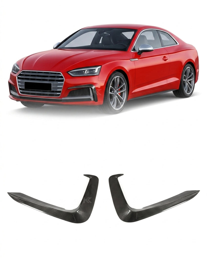 2017–2019 Audi A5 S-Line / S5 B9 Front Bumper Canards – Carbon Fiber
