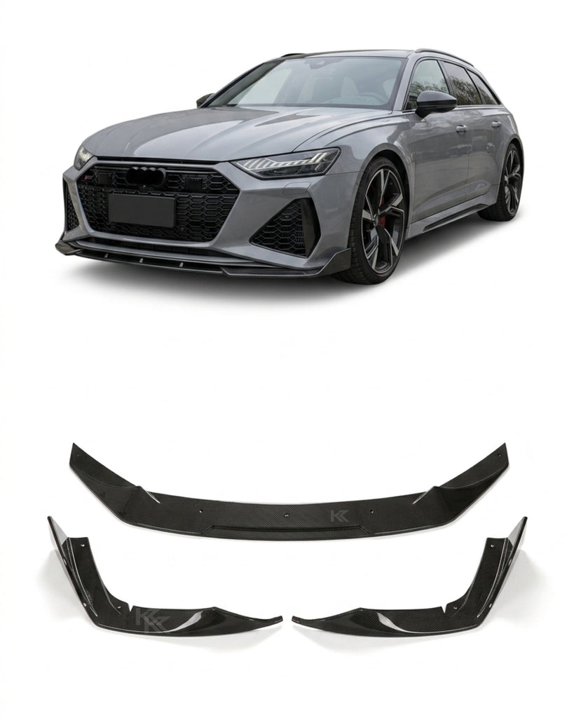 2019–2021 Audi RS6 C8 Avant Front Bumper Lip Spoiler – Pre-Preg Dry Carbon Fiber