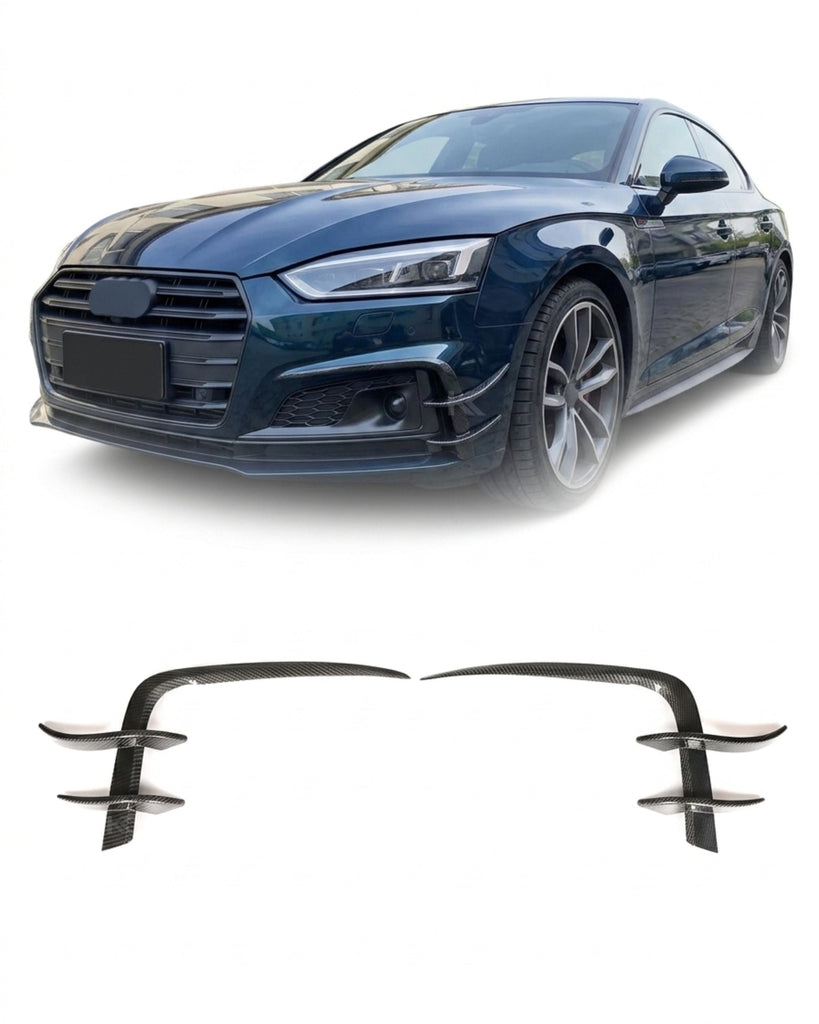 2017–2019 Audi A5 S-Line / S5 B9 Front Bumper Canard Fins – Carbon Fiber