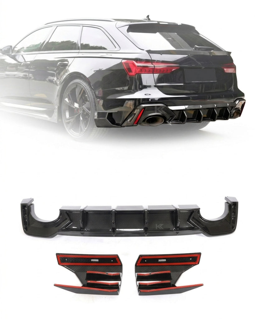 2019–2021 Audi RS6 / A6 C8 Avant Wagon Rear Bumper Diffuser – Dry Carbon Fiber
