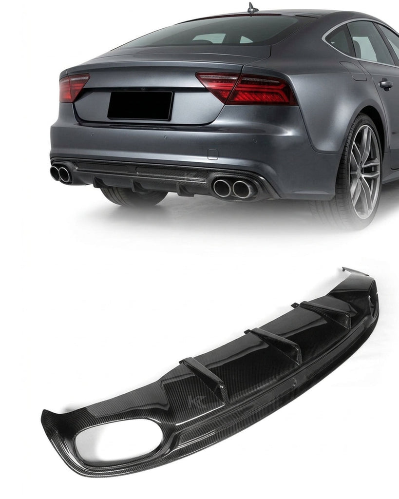 2013–2016 Audi A7 S-Line C7 Sportback Rear Bumper Diffuser – Carbon Fiber