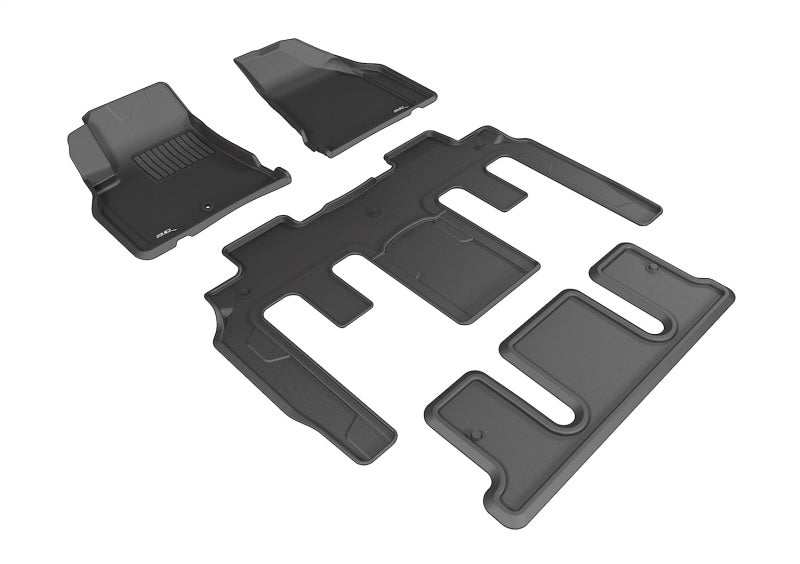3D MAXpider 2007-2017 GMC Acadia/Acadia Limited Kagu 1st & 2nd & 3rd Row Floormats - Black