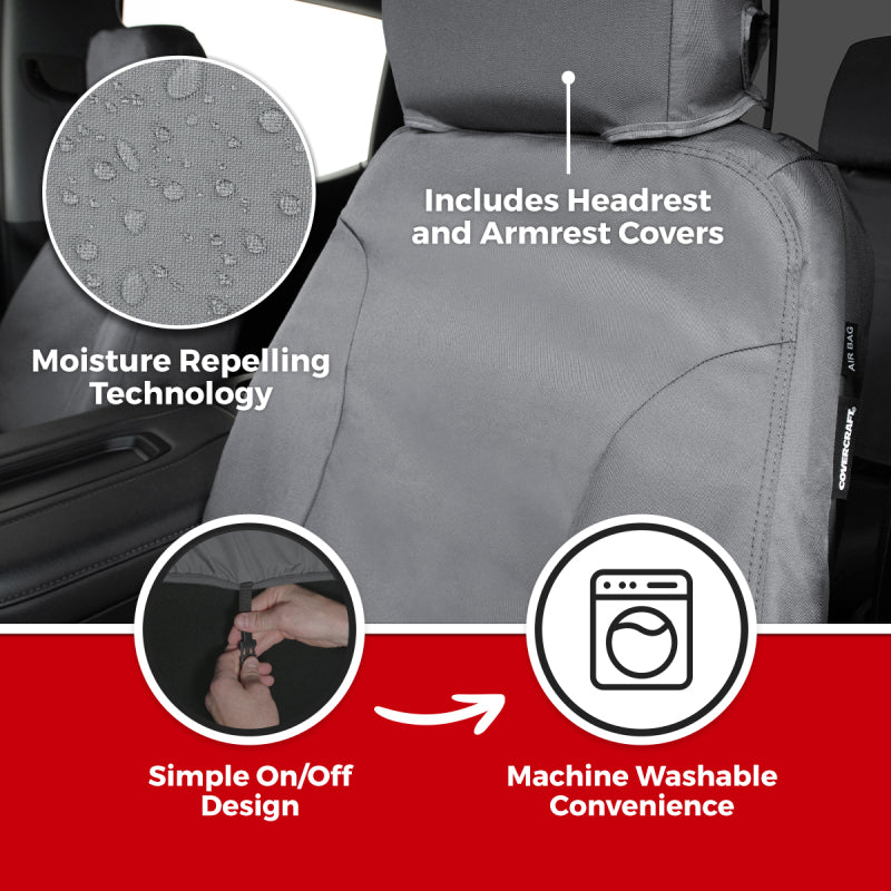 Covercraft 16-26 Ford Transit Enduro Waterproof SeatSaver Custom Front Row Seat Covers-Taupe