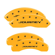 Load image into Gallery viewer, MGP 4 Caliper Covers Engraved Front &amp; Rear With out stripes/Journey Yellow finish black ch
