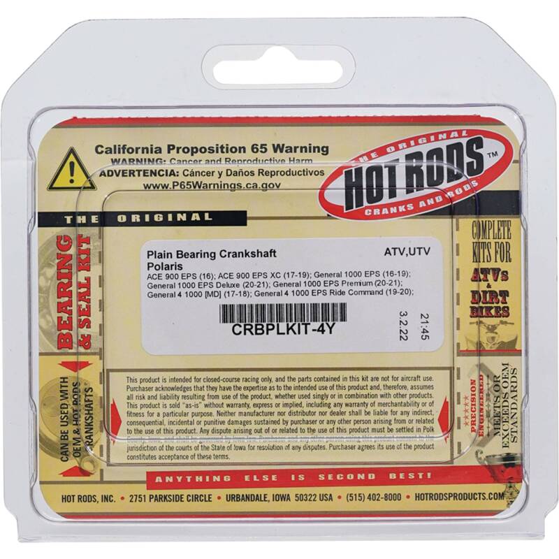 Hot Rods 11-13 Polaris RZR 900 XP 900cc Plain Bearing Crankshaft