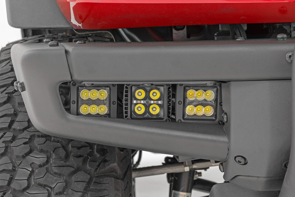 LED Light Kit | Fog Mount | Triple 2" Black Pair | Amber DRL | Ford Bronco (21-26)