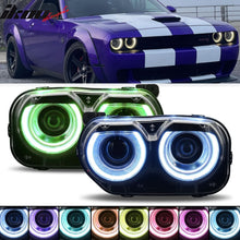 Load image into Gallery viewer, 2015-2023 Dodge Challenger RGB DRL LED Headlights Lamps with 10 Colors