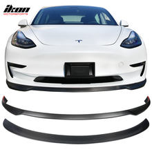 Load image into Gallery viewer, 2017-2023 Tesla Model 3 Front Lip + Rear Spoiler IKON Style Real Carbon Fiber