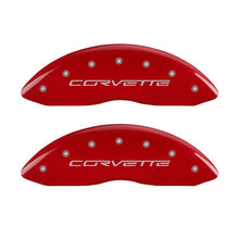 Load image into Gallery viewer, MGP 4 Caliper Covers Engraved Front &amp; Rear C6/Corvette Yellow finish black ch