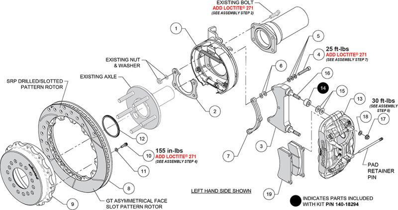 Wilwood kit rear XRS4R big ford new style 2.50 offset 14.00 rotor SRP