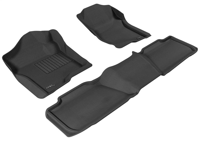 3D MAXpider 2007-2014 Chevrolet Tahoe Kagu 1st & 2nd Row Floormats - Black