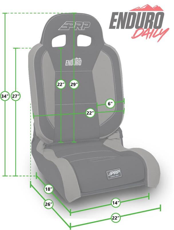 PRP EnduroDaily Reclining Suspension Seat - Black/Green Tweed - Passenger