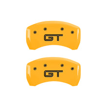 Load image into Gallery viewer, MGP 4 Caliper Covers Engraved Front Mustang Engraved Rear GT Yellow finish black ch