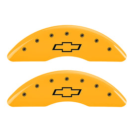 MGP 4 Caliper Covers Engraved Front & Rear Bowtie Yellow finish black ch