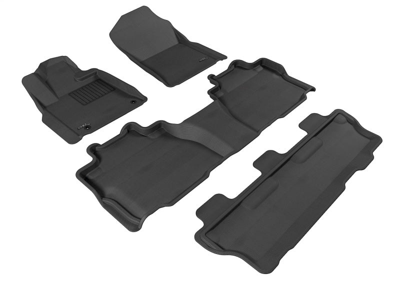3D MAXpider 2012-2020 Toyota Sequoia Kagu 1st & 2nd & 3rd Row Floormats - Black