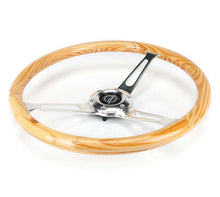 Load image into Gallery viewer, NRG Reinforced Steering Wheel (380mm) Light Wood Grain w/3-Spoke Center Shinny Chrome