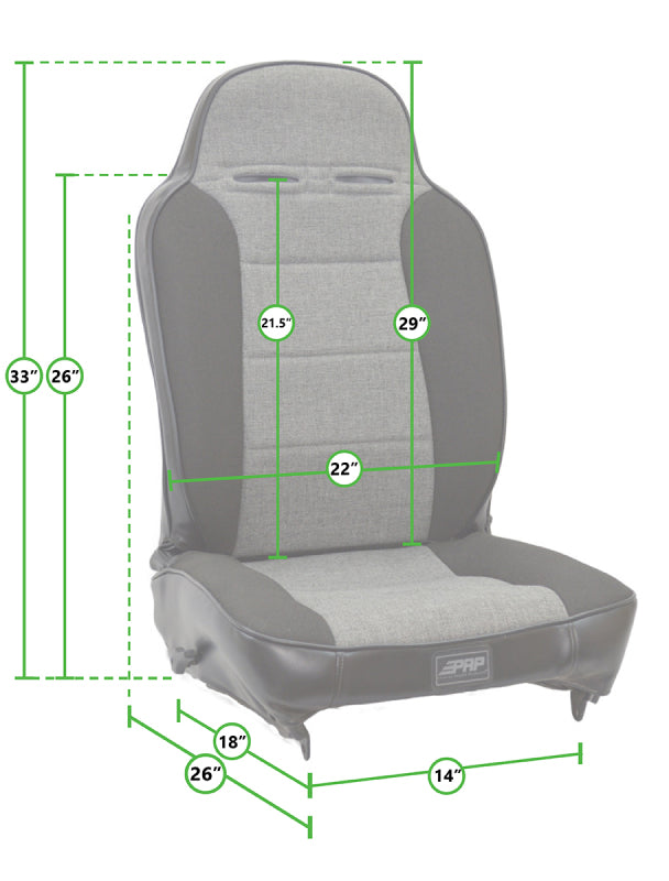 PRP 97-02 Jeep Wrangler TJ High Back Reclining Suspension Seats Kit- Gray