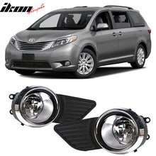 Load image into Gallery viewer, 2011-2017 Toyota Sienna Chrome Clear Front Bumper Fog Lights Lamps