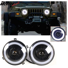 Load image into Gallery viewer, 1997-2016 Jeep Wrangler 7 in Halo Angel Eyes LED Projector Headlights