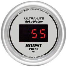 Load image into Gallery viewer, Autometer Ultra-Lite 2-1/16in 5-60 PSI Digital Boost Pressure Gauge - Silver