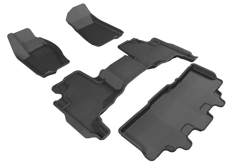 3D MAXpider 2006-2010 Jeep Commander Kagu 1st & 2nd & 3rd Row Floormats - Black