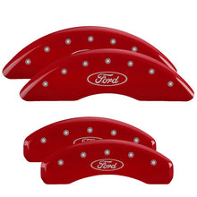 Load image into Gallery viewer, MGP 4 Caliper Covers Engraved Front &amp; Rear 23-26 Ford SD F-250/F-350 - Red w/ Ford Oval Logo