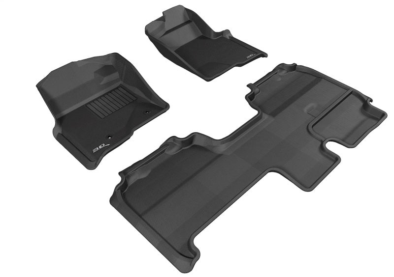 3D MAXpider 2010-2014 Ford F-150 Supercab Kagu 1st & 2nd Row Floormats - Black