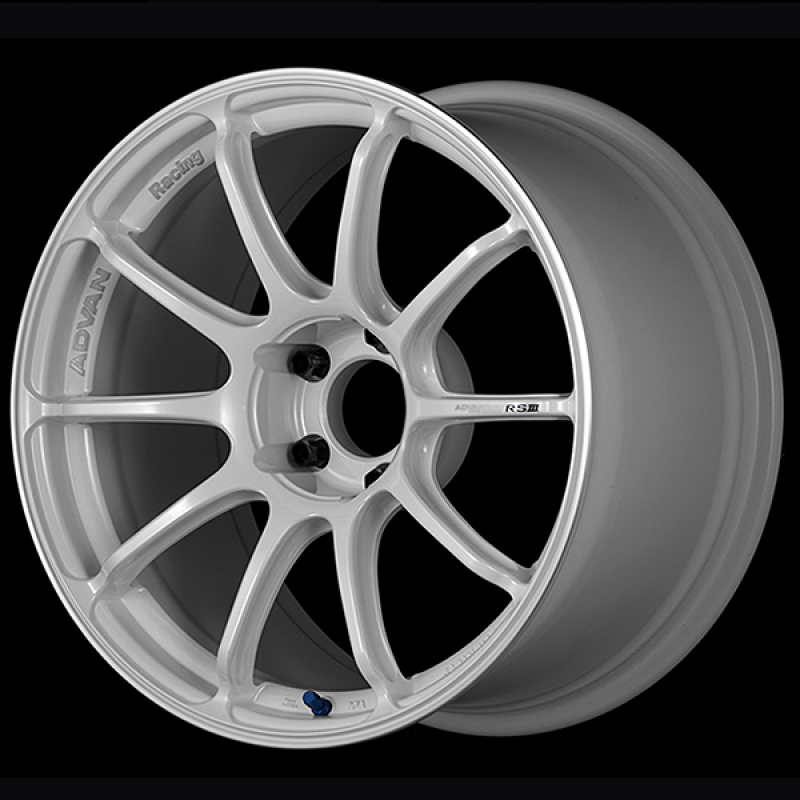 Advan RSIII 18x8.0 / +48 Offset / 5-100 / 63mm Bore / Racing White Metallic & Ring
