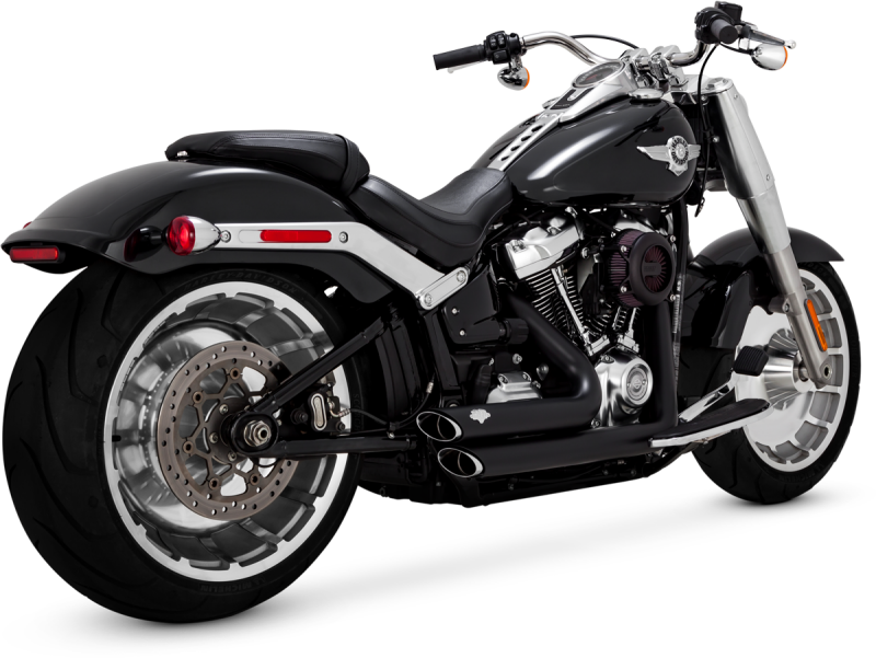 Vance and Hines 18-22  Harley Softail Wide Tire Shortshots Staggered Exhaust System - Black