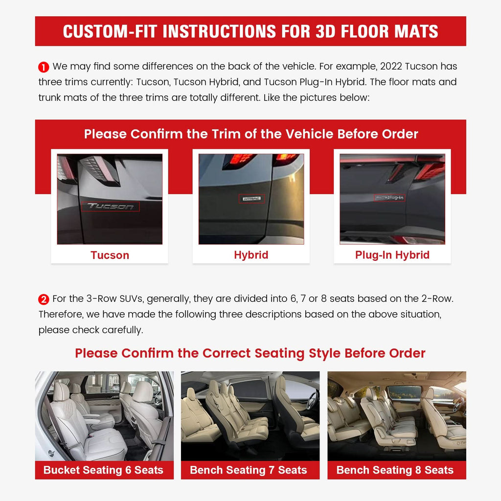 2018-2023 Kia Stinger RWD All Weather TPE 3D Floor Mats + Trunk Mat