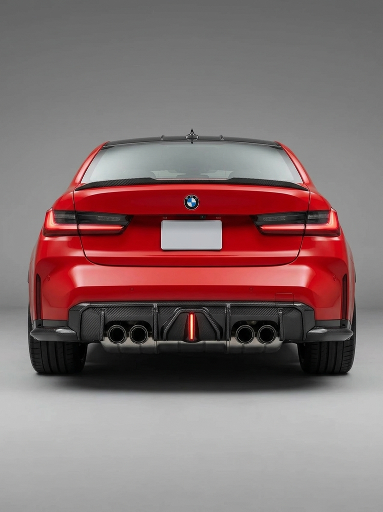 BMW 3 Series G80 M3 G82 G83 M4 Carbon Fiber Rear Diffuser with LED Lights (2019 - 2024)