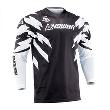 Load image into Gallery viewer, Answer 26 LE Syncron Rizz Vented Jersey Black/White/Cyan Youth - XS