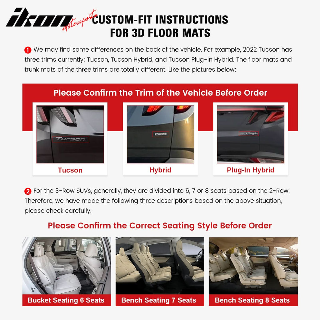 Car Floor Mat for 2022-2024 Tesla Model X 7 Seats All Weather 3D TPE