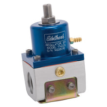 Load image into Gallery viewer, Edelbrock Fuel Pressure Regulator EFI 180 GPH 35-90 PSI -10In/Out -6 Return Blue/Clear