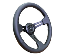 Load image into Gallery viewer, NRG Reinforced Steering Wheel (350mm / 3in. Deep) Blk Leather/Red Stitch w/Neochrome Slits