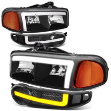 Load image into Gallery viewer, 01-07 GMC Sierra / Yukon Denali LED DRL Headlights 4PC Black/Amber