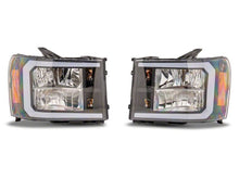 Load image into Gallery viewer, Raxiom 07-13 Chevrolet Sierra 1500 Axial Series Headlights/Seq LED Bar- Black- Clear Lens