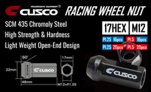 Load image into Gallery viewer, Cusco Universal Wheel Lug Nut Set M12 x P1.5mm - Black  (16pcs)
